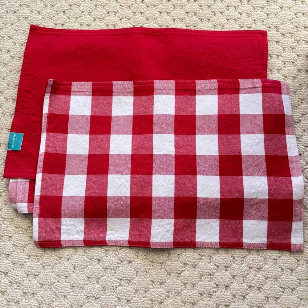 Country Living Placemats Red White Checkered Cotton Table Setting Deco
 Set of 6